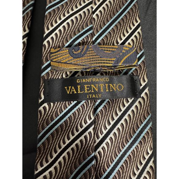 Gianfranco Valentino Tie Mens Silk Striped Classic Italian Neckwear Dress Formal - Picture 4 of 5
